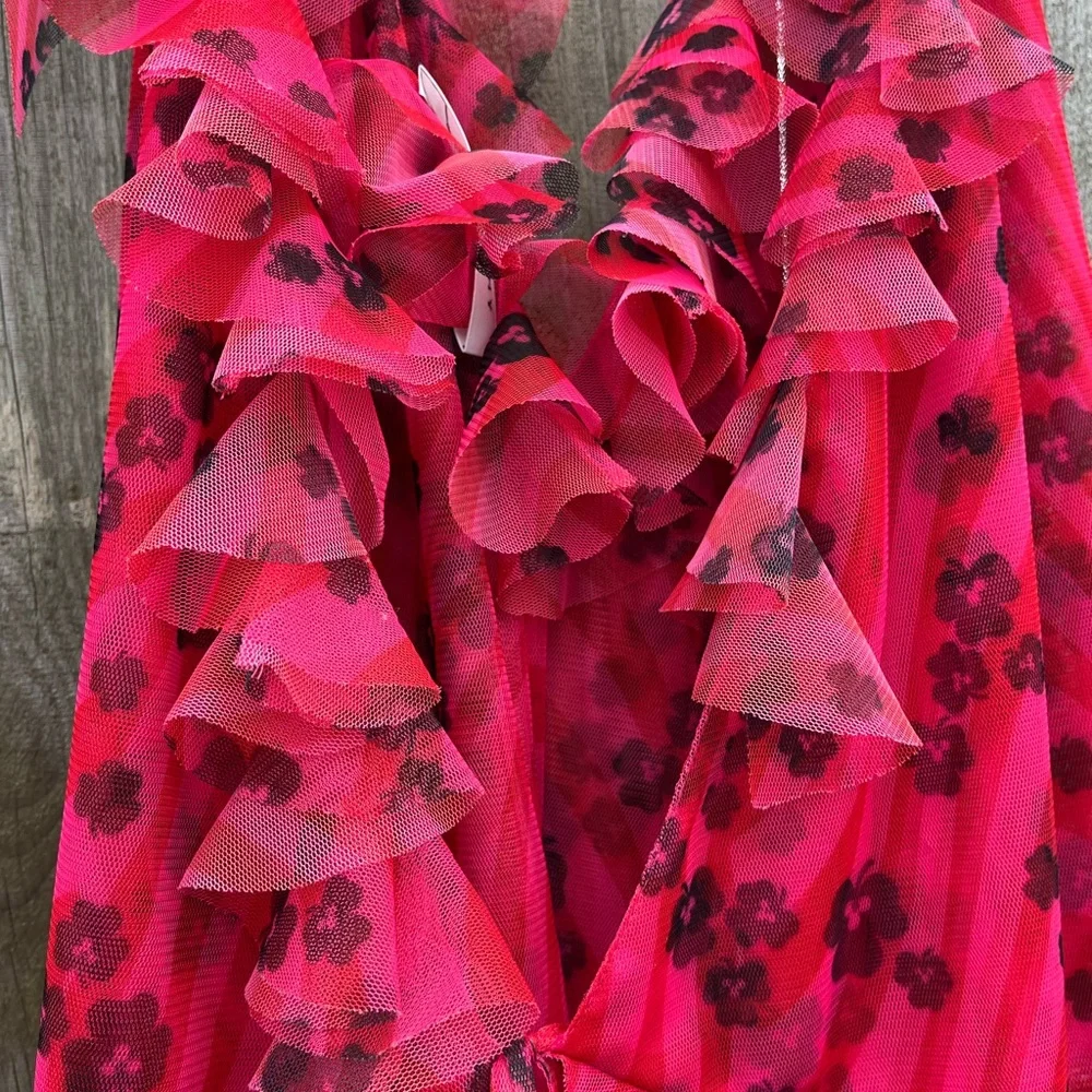 Philosophy di Lorenzo Serafini Pink Floral Ruffle Mini Dress - Unworn - Picture 7 of 9